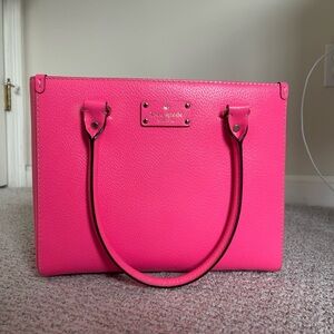 Kate Spade neon pink leather handbag